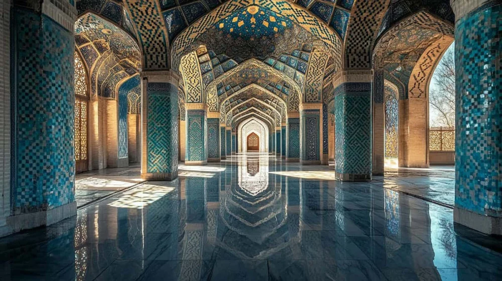 معماری ایرانی با استفاده از مصالح بومی مانند سنگ و آجر در بناهای تاریخی