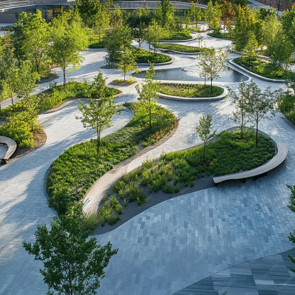 پارک شهری مدرن با طراحی نوآورانه و امکانات تعاملی