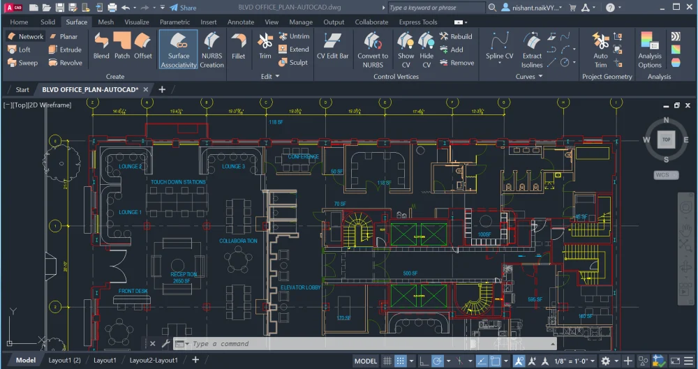 طرح سه‌بعدی دفتر کار با نرم‌افزار AutoCAD