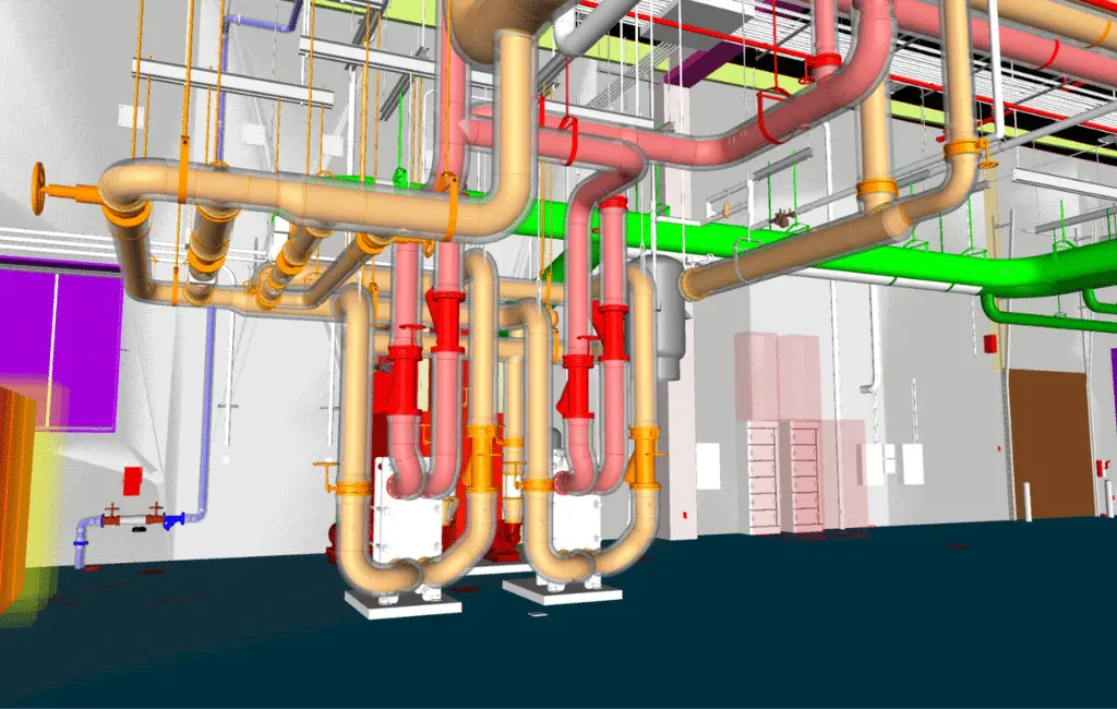 نمونه مدل BIM سهبعدی اتاق مکانیکی با Revit MEP