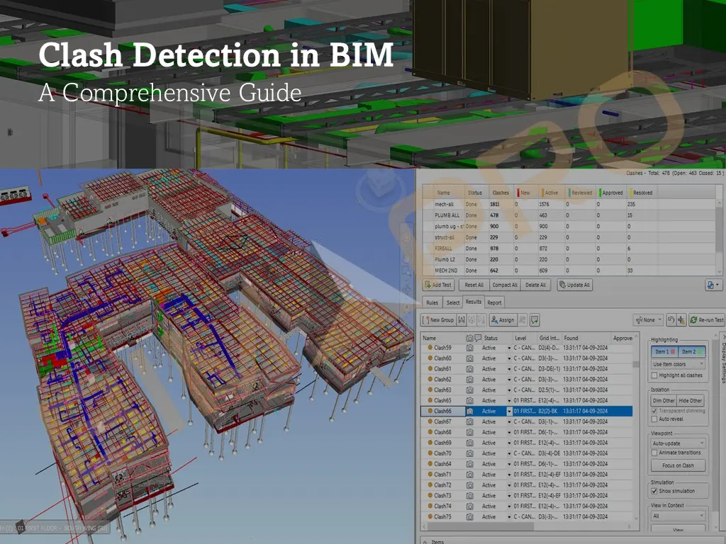 نمایش تداخلات در مدل BIM با استفاده از رنگهای مختلف برای تشخیص سریع مشکلات