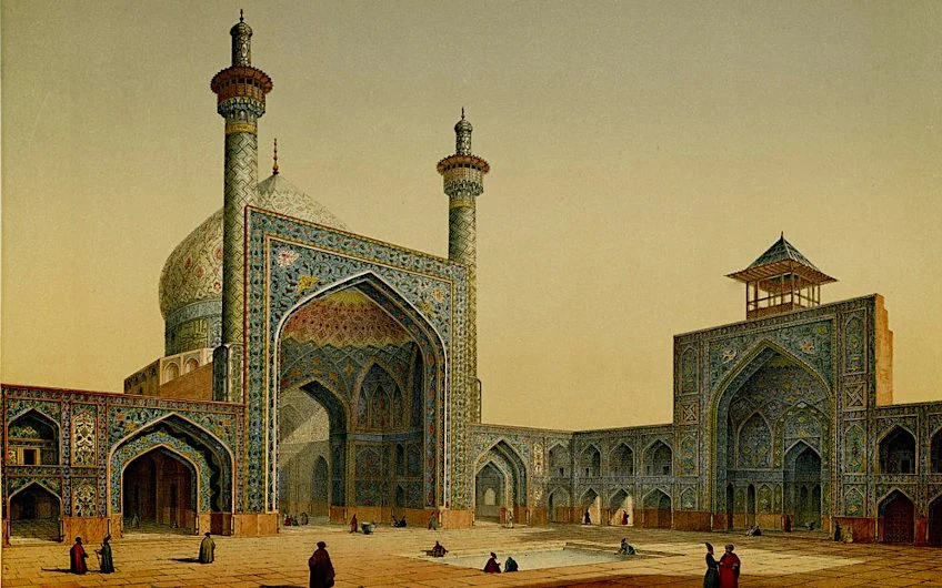 الگوهای هندسی تکراری در کاشیکاری مسجدی با سبک معماری اسلامی