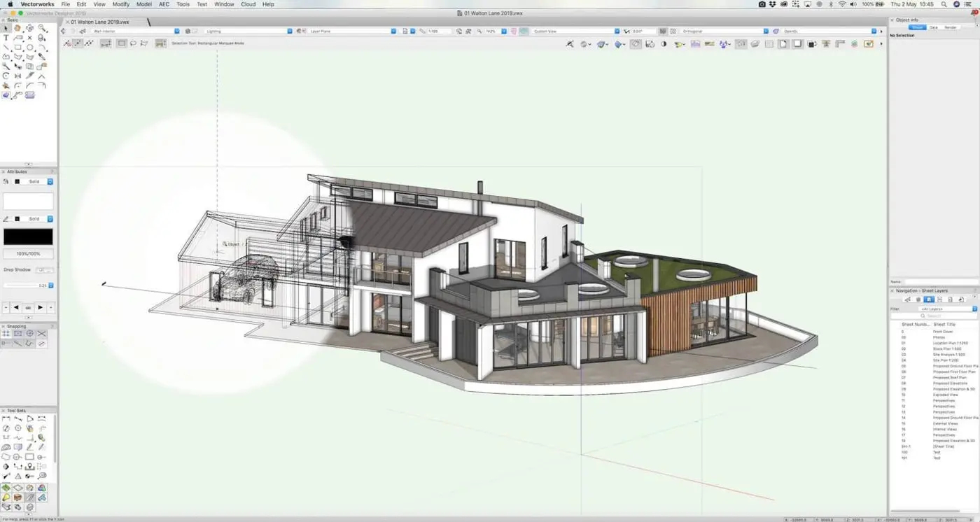 نمونه‌ای از مدل‌سازی سه‌بعدی و طراحی معماری با استفاده از Vectorworks