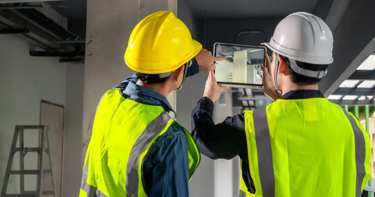 مهندس نظارت در حال بررسی اجرای بتن در یک پروژه ساخت‌وساز