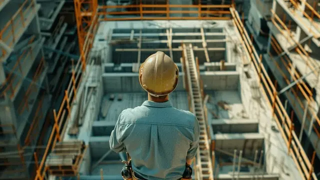 بررسی نقشه‌های فنی توسط مهندس نظارت در یک پروژه ساختمانی
