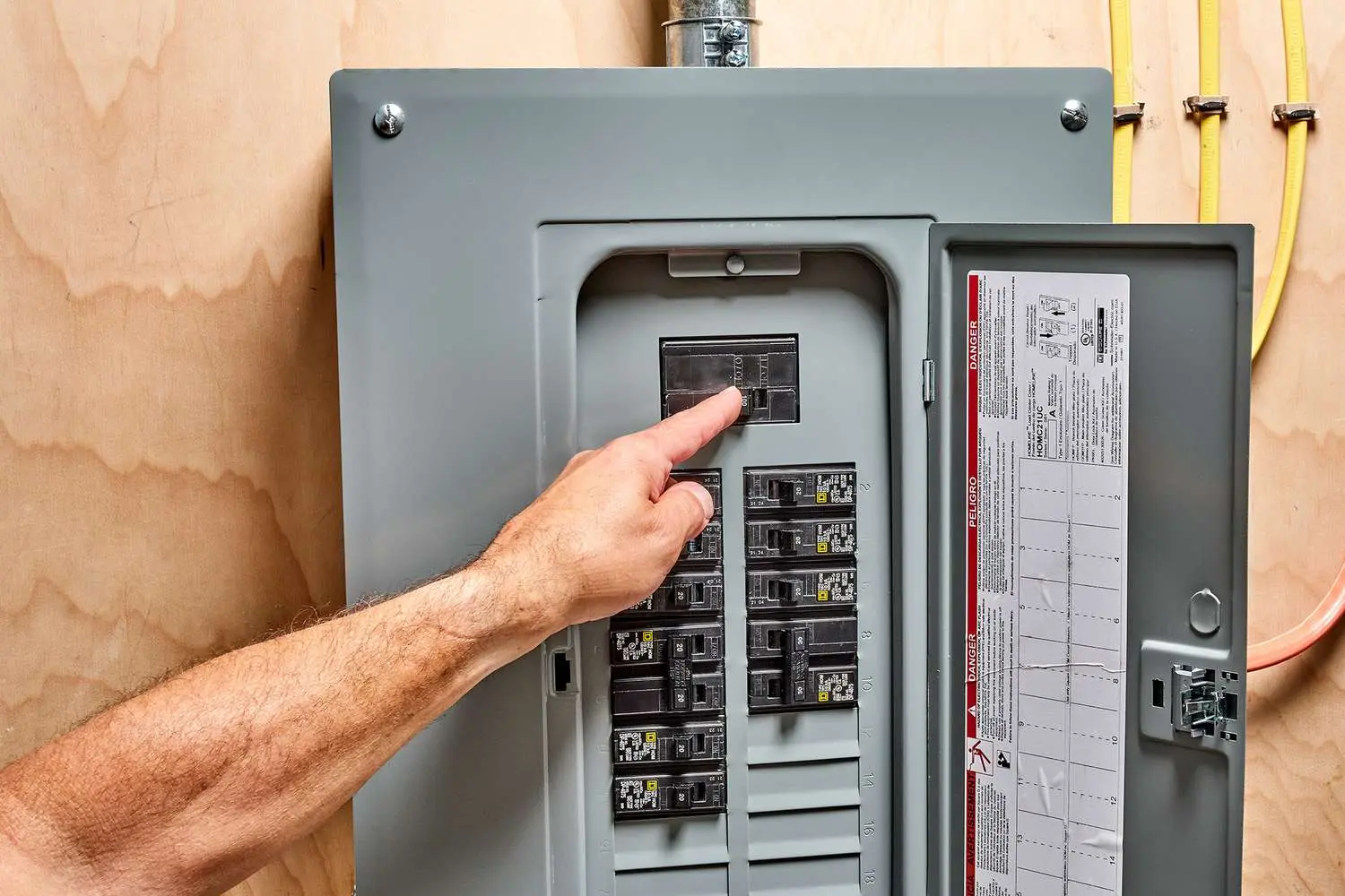 نمونهای از کابلکشی و اتصالات در تابلو برق ساختمان